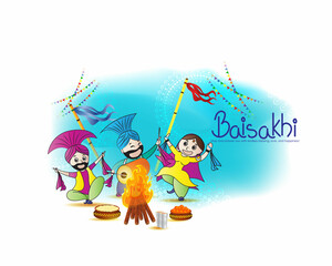 Obraz na płótnie Canvas Vector illustration for happy Baisakhi, Indian punjabi festival with festival theme elements.