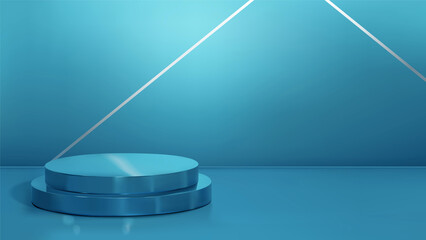 3d blue tech style podium template