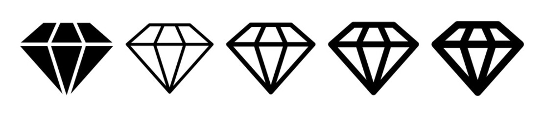 Diamond icons set. Diamond gems symbol vector illustration.