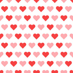 Pink and red hearts symbol on white background seamless pattern for Valentine's Day concept.