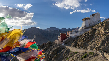 Fort and Namgyal Tsemo Monastery or red gompa is main Buddhist centre in Leh Ladakh, India.