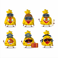 Pilot cartoon mascot yellow bag chinese with glasses