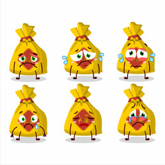 Yellow bag chinese cartoon character with sad expression