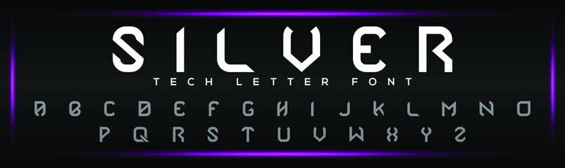 SILVER minimal tech and original font letter design. modern tech vector logo typeface for company.	
