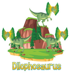 Dinosaur wordcard for dilophosaurus