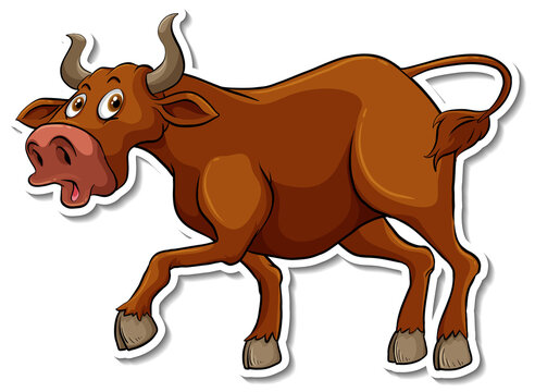 Cow animal cartoon sticker