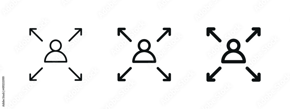 Poster profile user avatar icon with maximize four arrows