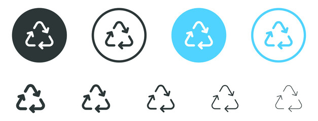 recycle trash icon recycling arrows sign - triangle reuse bin icons symbol - obrazy, fototapety, plakaty