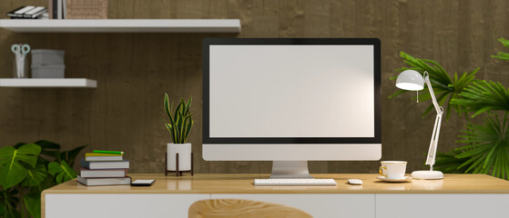 Contemporary home office workspace with computer