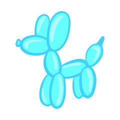 vector illustration of a blue air balloon rolled up in the shape of a dog 