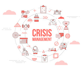 Fototapeta na wymiar crisis management concept with icon set template banner and circle round shape