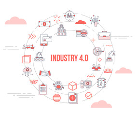 industry 4.0 concept with icon set template banner and circle round shape
