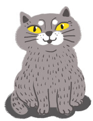 cute gray cat cartoon isolated on white