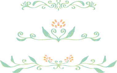 手描きのボタニカル装飾セット