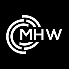 MHW letter logo design on black background. MHW creative initials letter logo concept. MHW letter design.