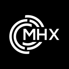 MHX letter logo design on black background. MHX creative initials letter logo concept. MHX letter design.