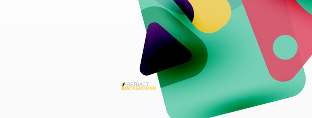 Line, triangle, square and circle primitive composition. Vector geometric minimal abstract background for wallpaper, banner, background, landing page