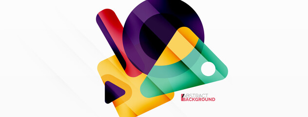 Line, triangle, square and circle primitive composition. Vector geometric minimal abstract background for wallpaper, banner, background, landing page