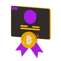 3d illustration bitcoin certificate