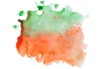 Hand painting green and orange watercolor wallpaper