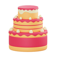 3d illustration birthday cake object