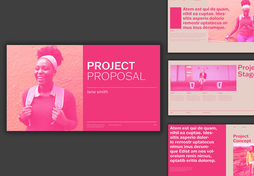 Pink Pitch Deck Layout with Pink Overlay
