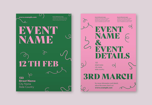 Green and Pink Poster Set