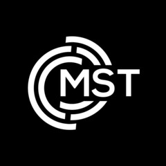 Obraz premium MST letter logo design on black background. MST creative initials letter logo concept. MST letter design.