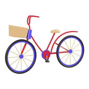 3d illustration bicycle with basket object
