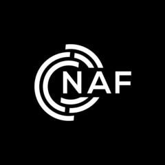 NAF letter logo design on black background. NAF creative initials letter logo concept. NAF letter design.
