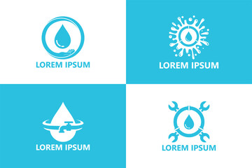 Set of water plumbing logo template design vector