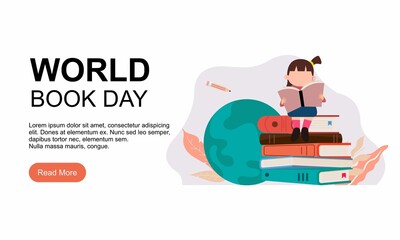 Happy world book day background illustration