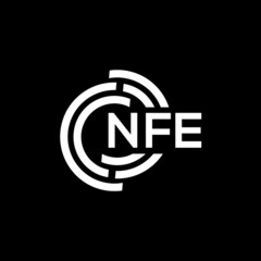 NFE letter logo design on black background. NFE creative initials letter logo concept. NFE letter design.