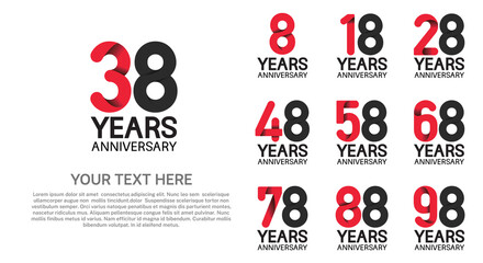 set anniversary logotype premium collection red and black color isolated on white background