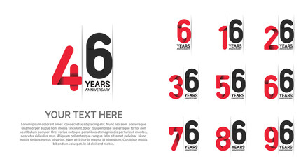 set anniversary logotype premium collection red and black color isolated on white background