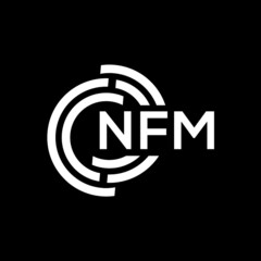 NFM letter logo design on black background. NFM creative initials letter logo concept. NFM letter design.