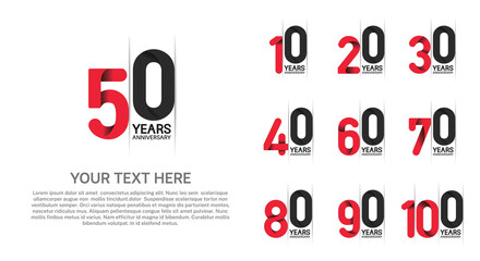 set anniversary logotype premium collection red and black color isolated on white background