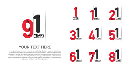 set anniversary logotype premium collection red and black color isolated on white background
