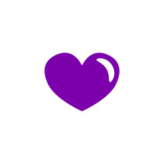 heart symbol icon vector. purple, slightly curved white. simple isolated
