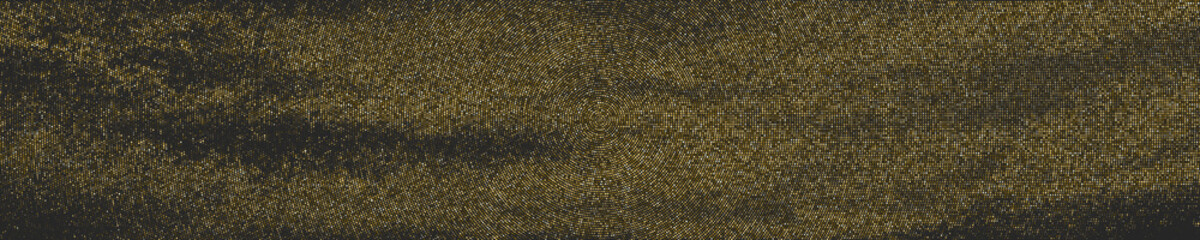Fototapeta premium Gold Glitter Halftone Dotted Backdrop. Abstract Circular Retro Pattern. Pop Art Style Background. Golden Explosion Of Confetti. Wide Horizontal Long Banner For Site. Vector Illustration, Eps 10. 