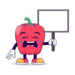 crying red bell pepper cartoon mascot character vector illustration design