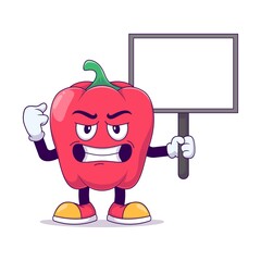 red bell pepper show strong pose cartoon mascot character vector illustration design