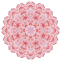 マンダラアート(桃色・花・幾何学模様)