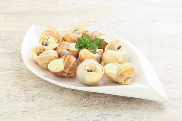 Delicous baked snail with butter - Escargot