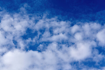 White cumulus clouds on blue sky background, natural phenomenon - 491366940
