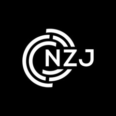 NZJ letter logo design on black background. NZJ creative initials letter logo concept. NZJ letter design.