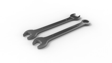 wrench angle view with shadow 3d render