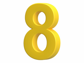 3D illustration of Yellow Number 8.