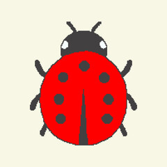 Ladybug pixel art mushrooms for games and applications