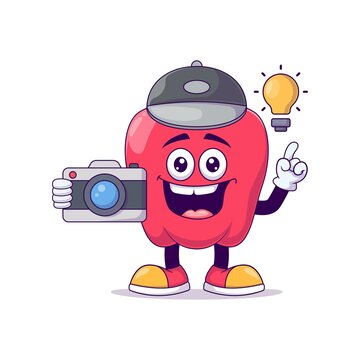 Photographer red bell pepper cartoon mascot character vector illustration design